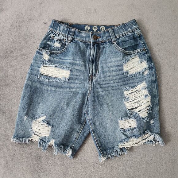 Rewash Womens Short Size 5/27 Blue High Rise Raw Hem Cut-Off Distressed - Picture 1 of 10